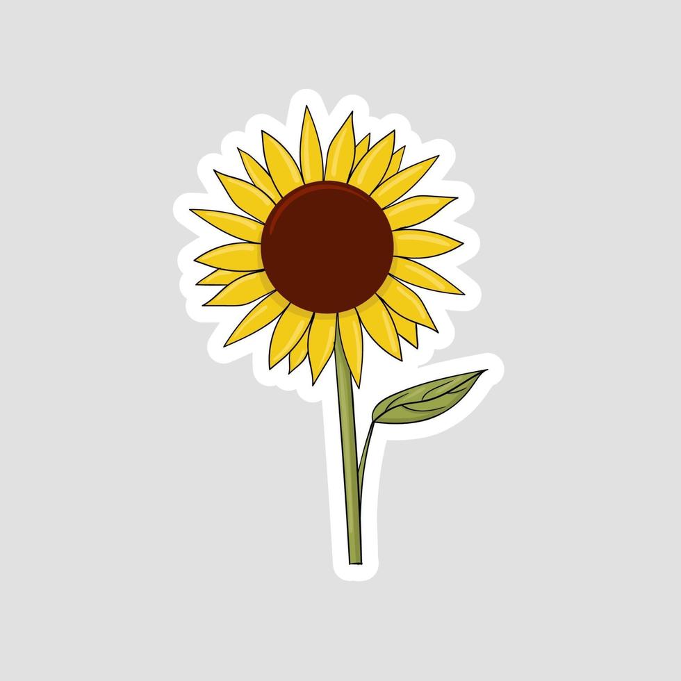 Colorful Hand Drawn Sunflower Sticker vector