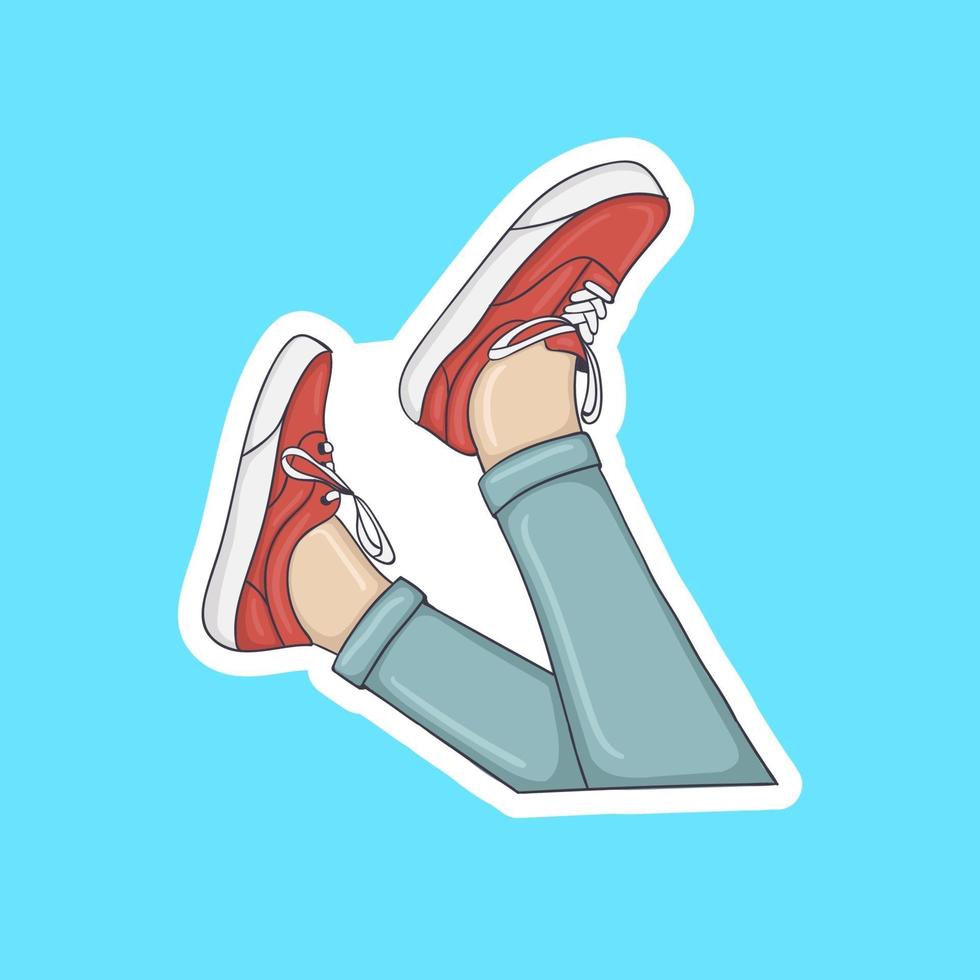 colorful hand drawn legs use sneakers stickers vector