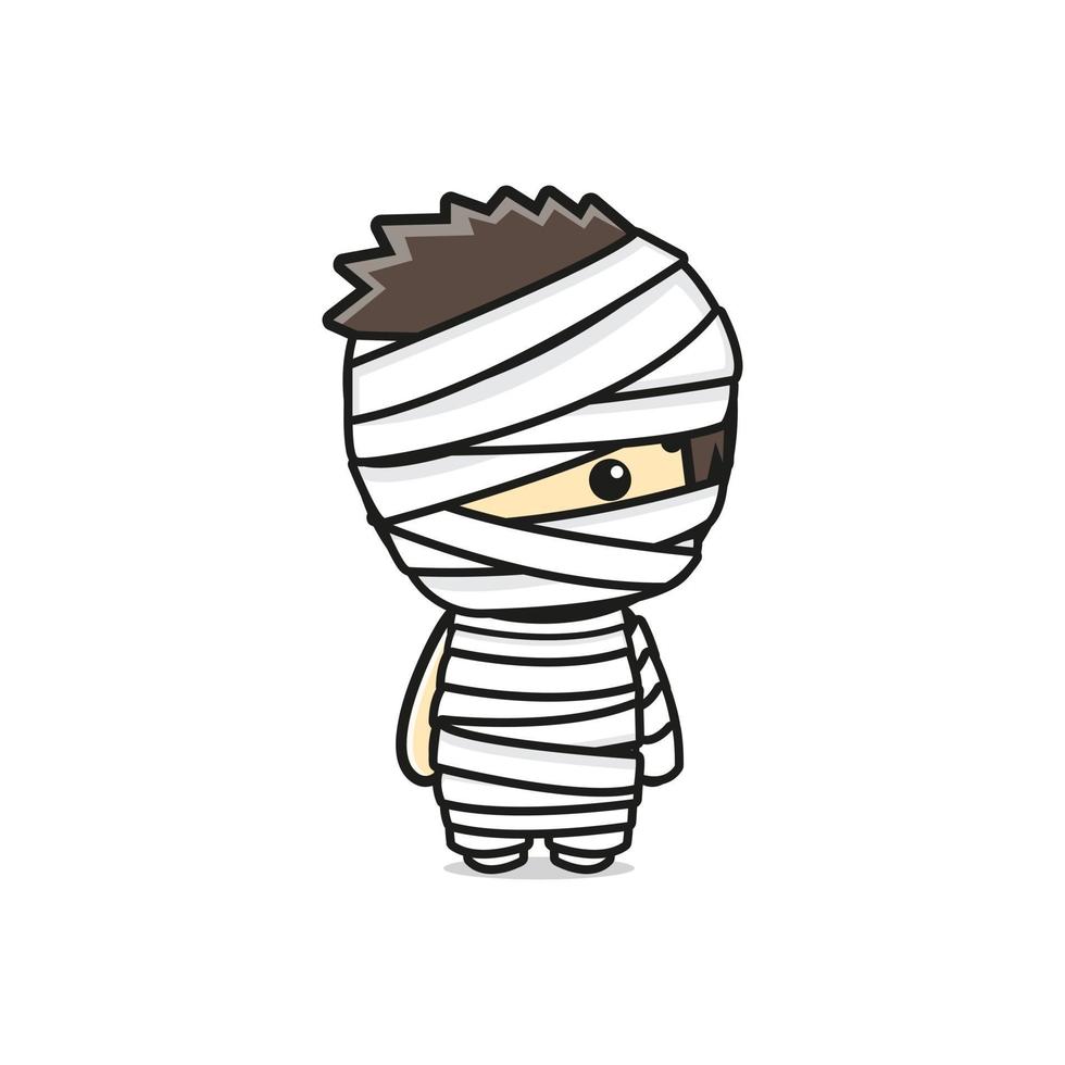 Cute mummy halloween character cartoon icon illustration vector