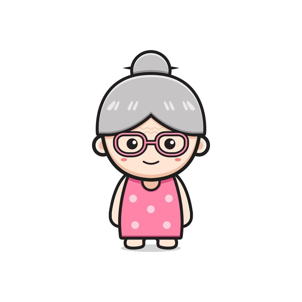 Cute grandmother character cartoon icon illustration vector