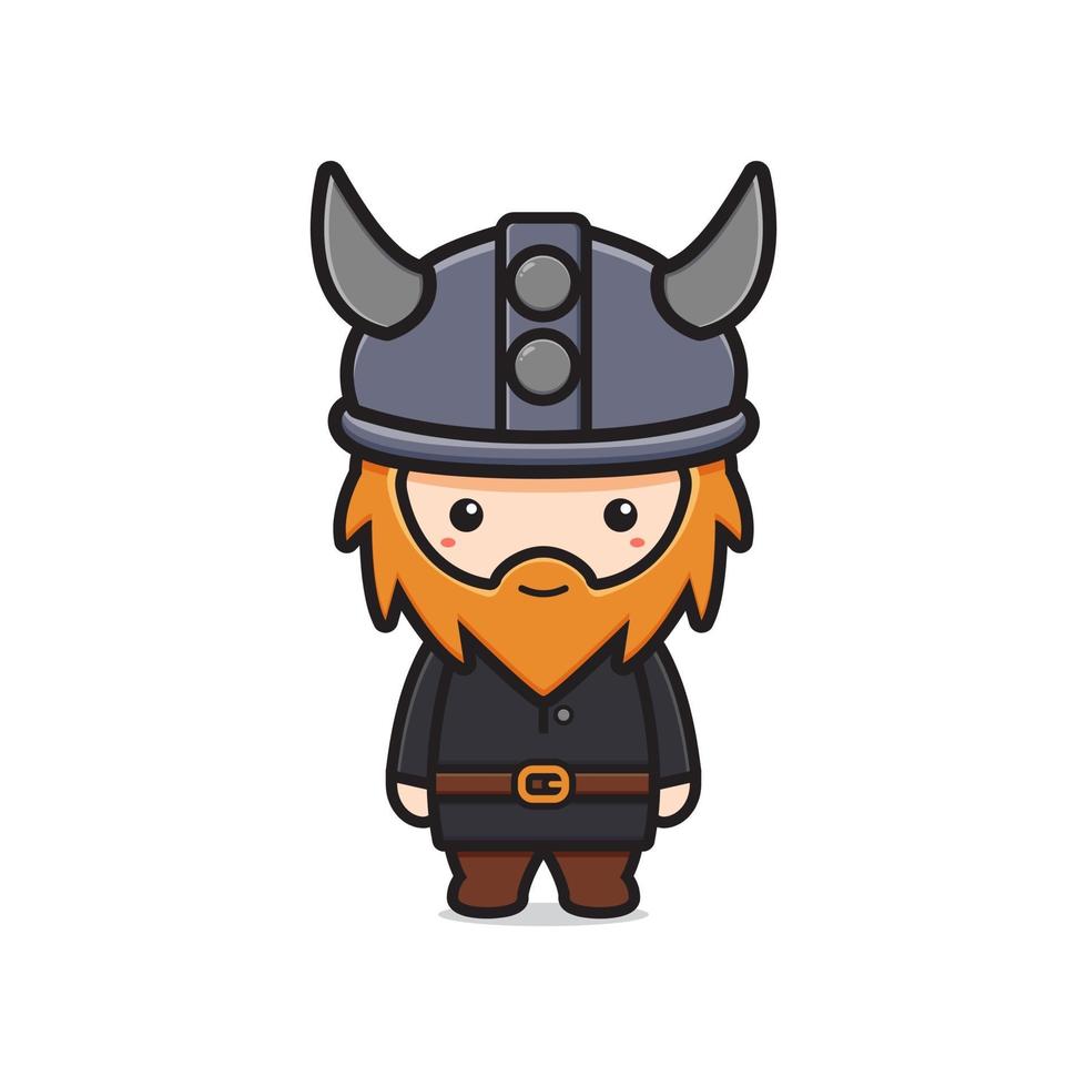 Cute viking mascot character cartoon icon illustration vector