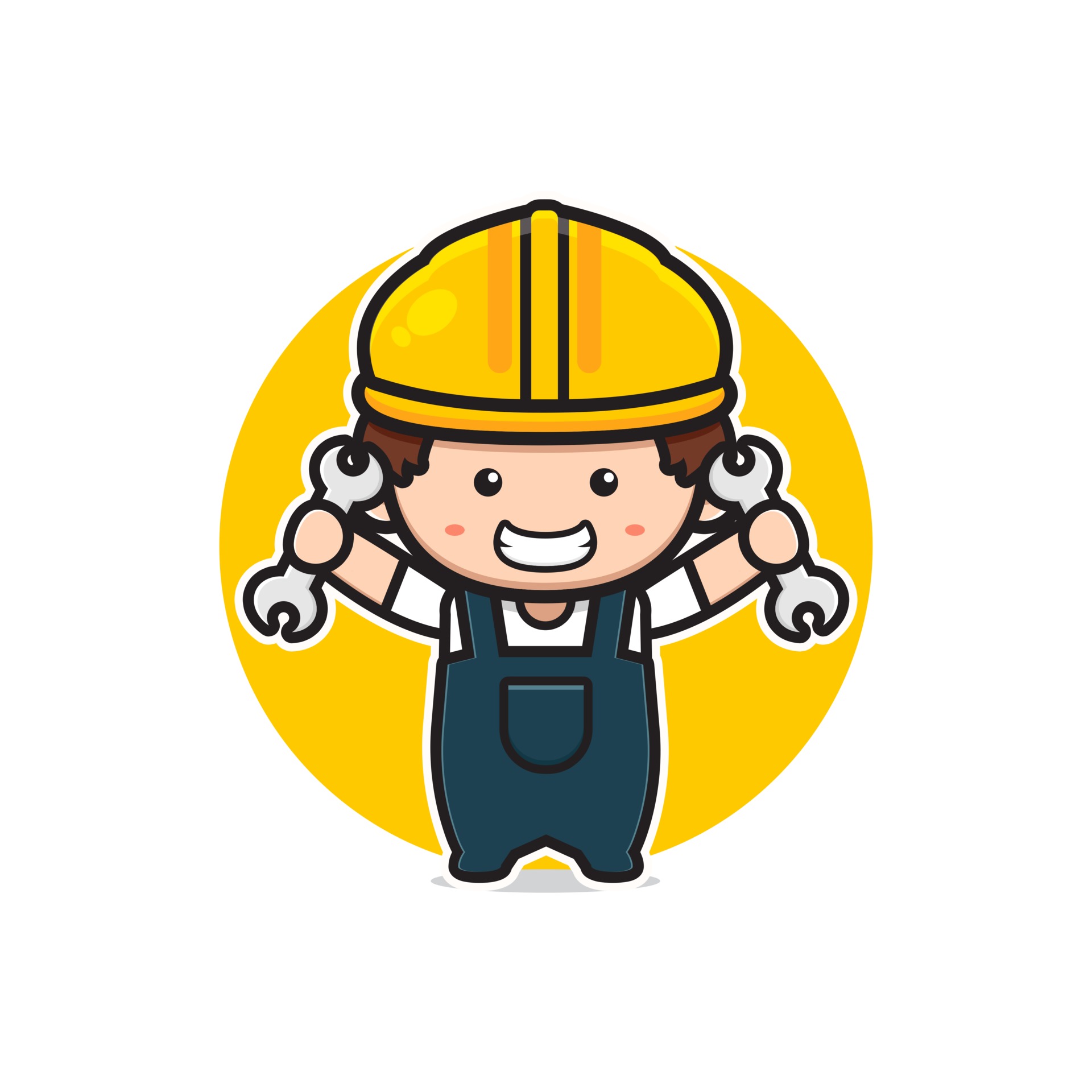 Cute engineer holding wrench cartoon icon illustration 3256995 Vector Art  at Vecteezy
