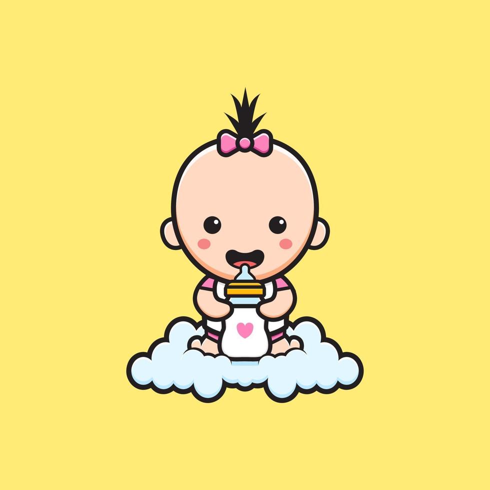 Lindo Bebe Sentado En La Nube Con Chupete De Botella De Leche Vector En Vecteezy Lindo Bebe Sentado En La Nube Con Chupete De Botella De Leche Vector En Vecteezy