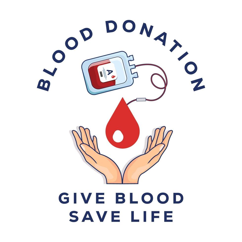 blood donation illustration. blood bag with hand. vector design icon