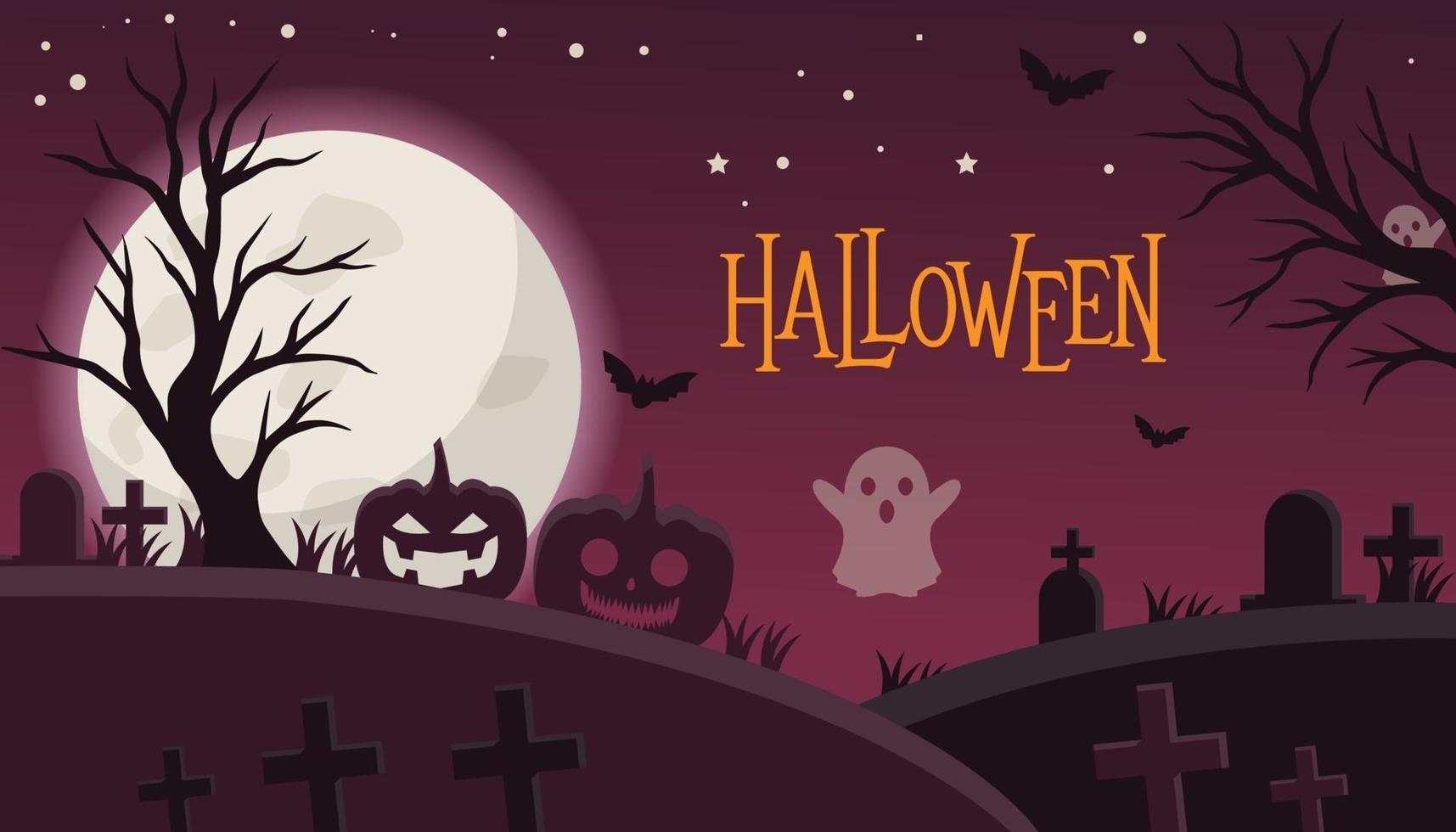 illustration Halloween spooky night background. vector illustration