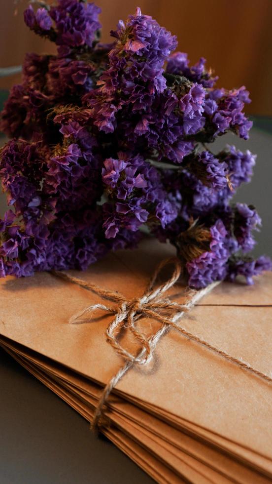 Envelopes with dry lavender. Vintage letters photo