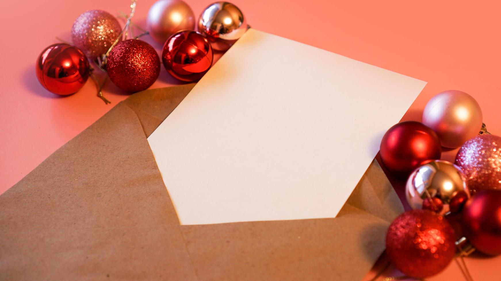 Blank sheet of paper for notes, kraft paper envelope photo
