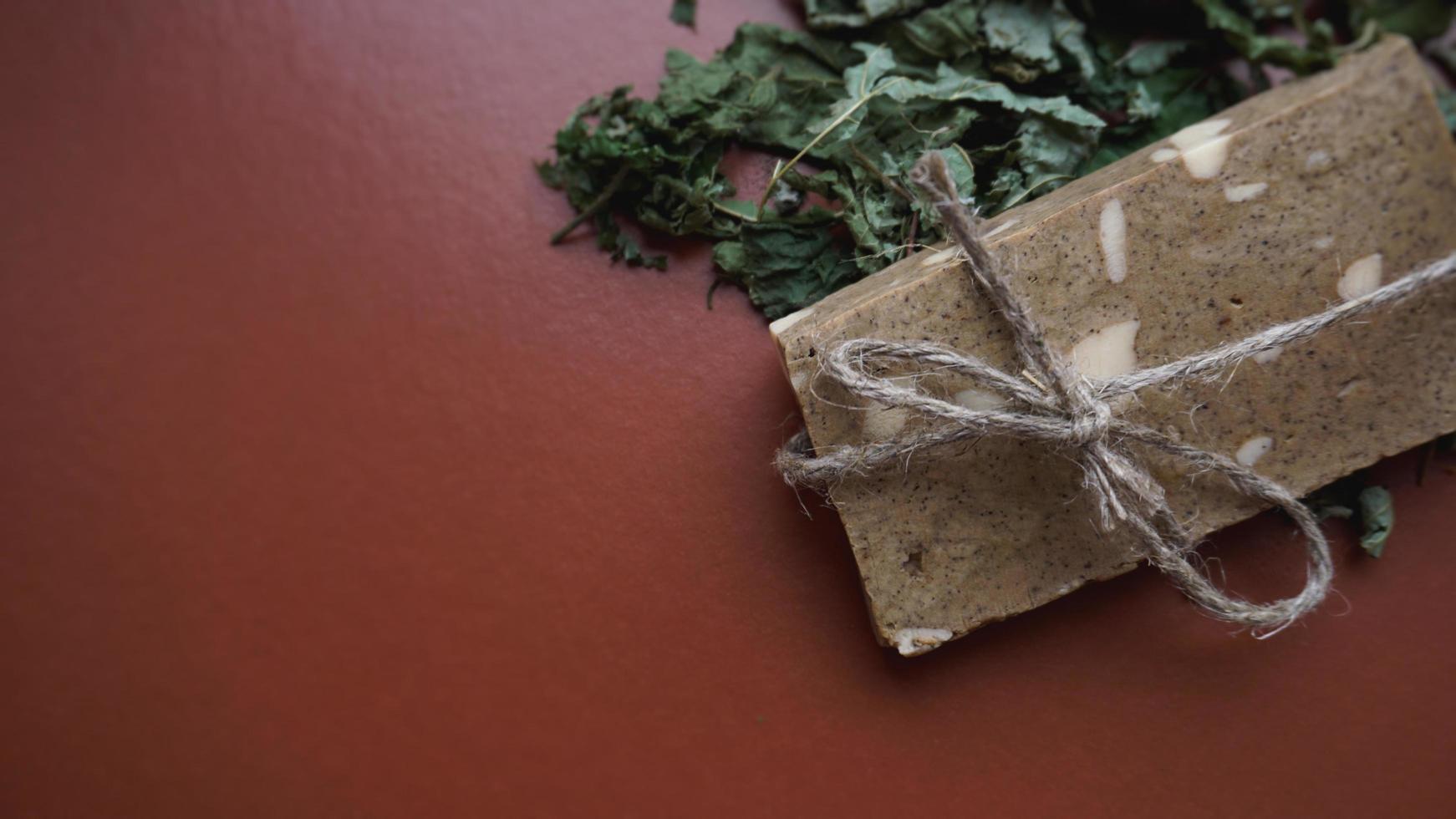 Organic handmade soap made of field herbs photo