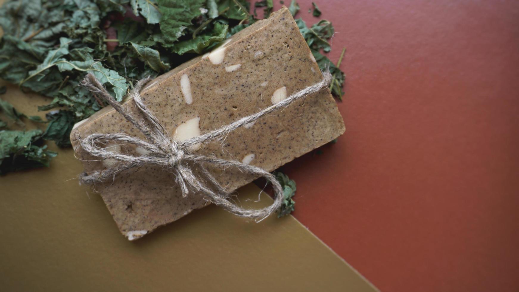 Organic handmade soap made of field herbs photo