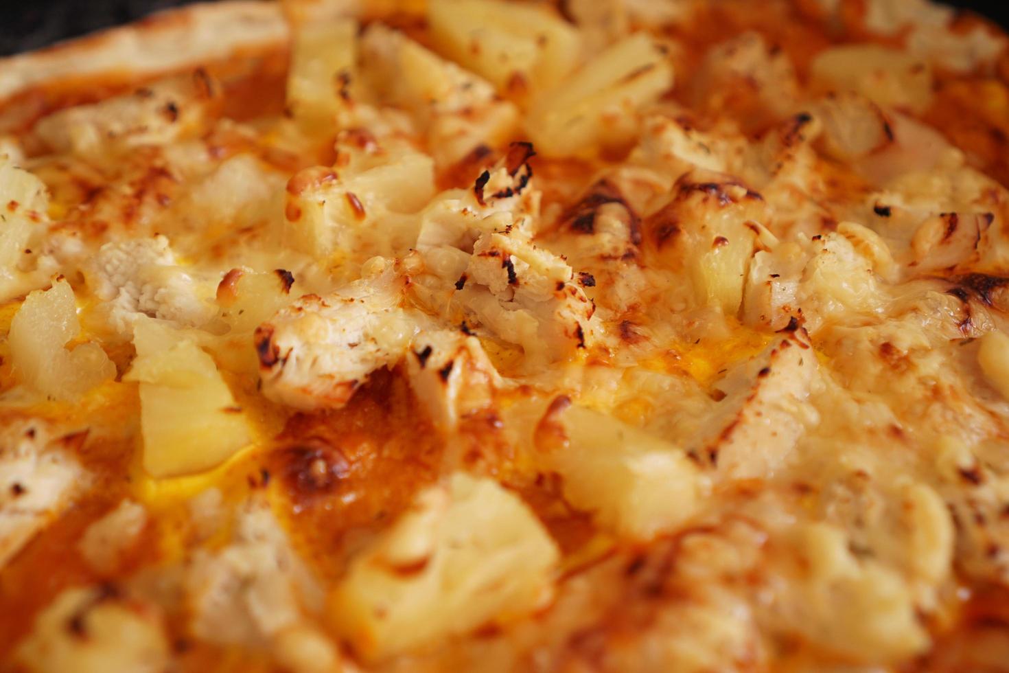 Close up hawaiian pizza - homemade Hawaiian pizza photo