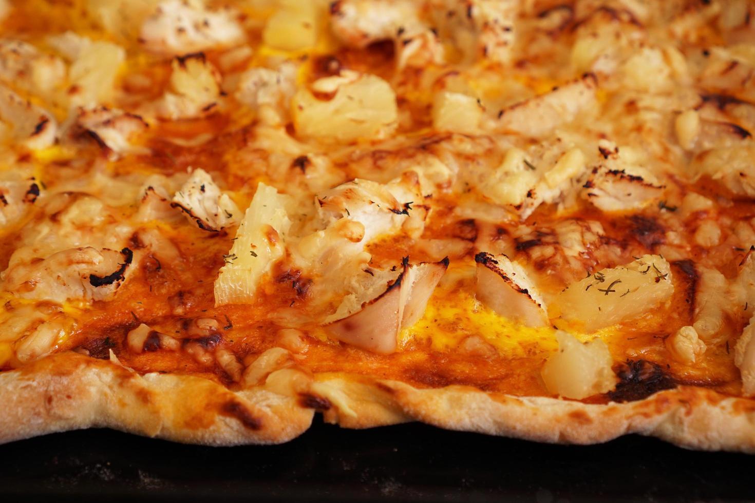 Close up hawaiian pizza - homemade Hawaiian pizza photo