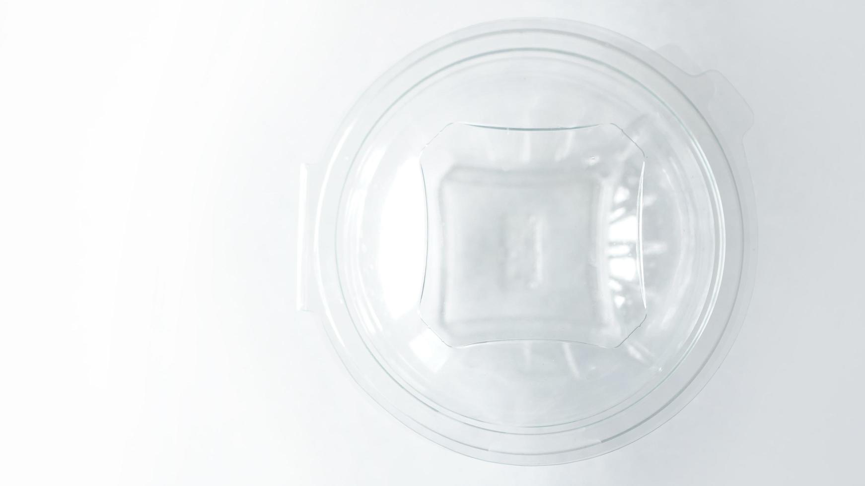 Empty Transparent plastic Container on White photo