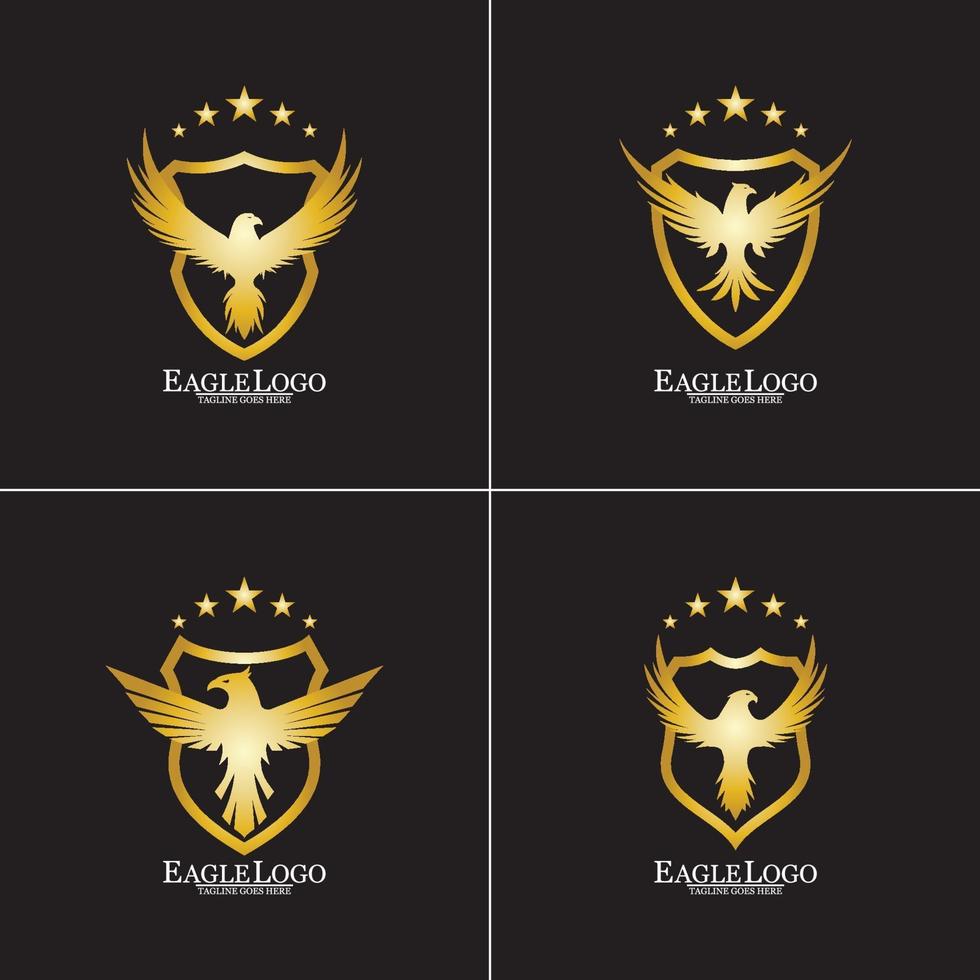 águila real con diseño de logotipo de escudo vector