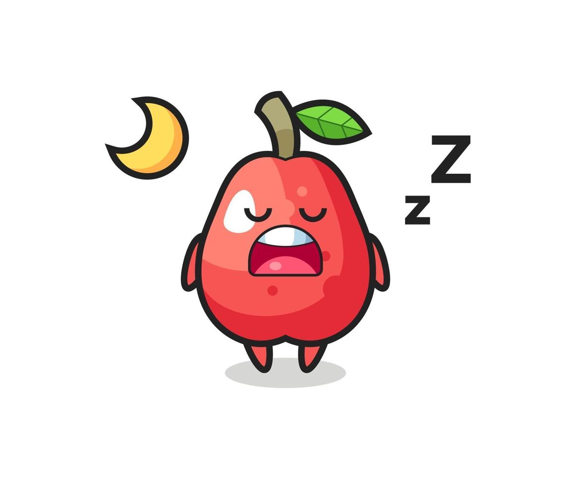 water apple character illustration sleeping at night vector