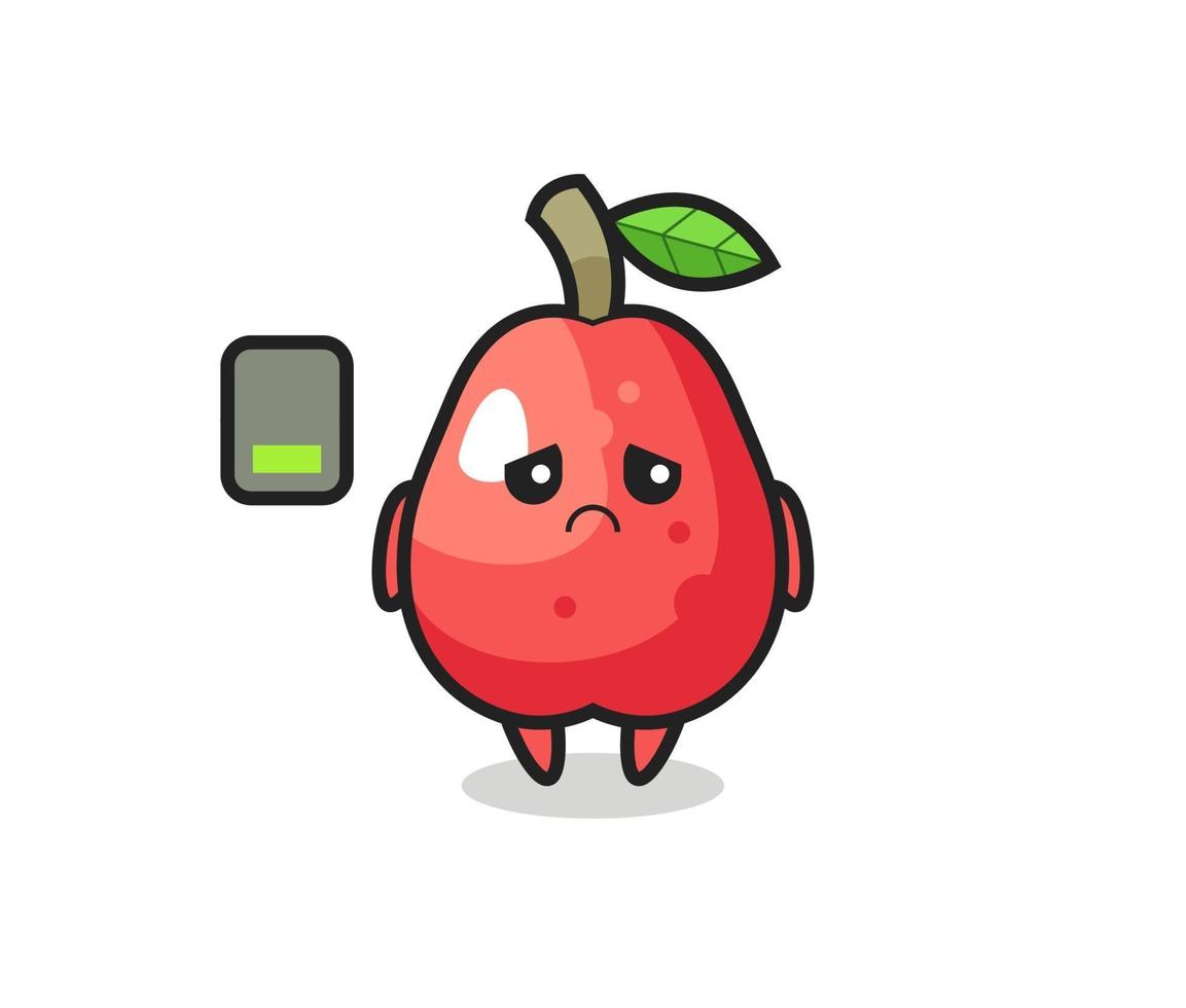 water apple mascot character doing a tired gesture vector