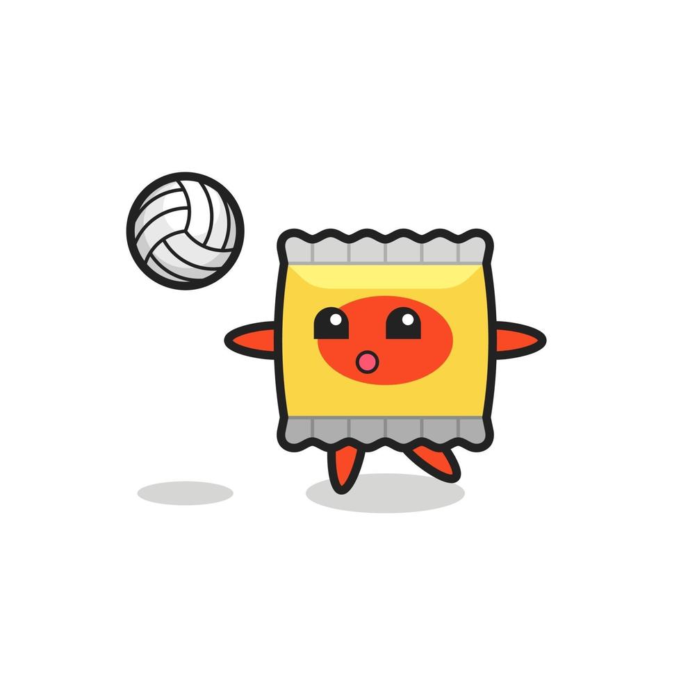 personaje de dibujos animados de bocadillo está jugando voleibol vector