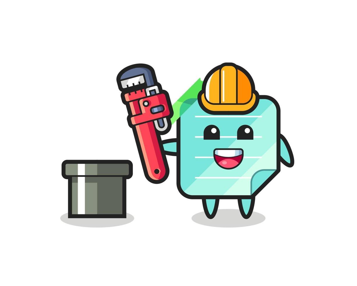 Character Illustration of sticky notes as a plumber vector