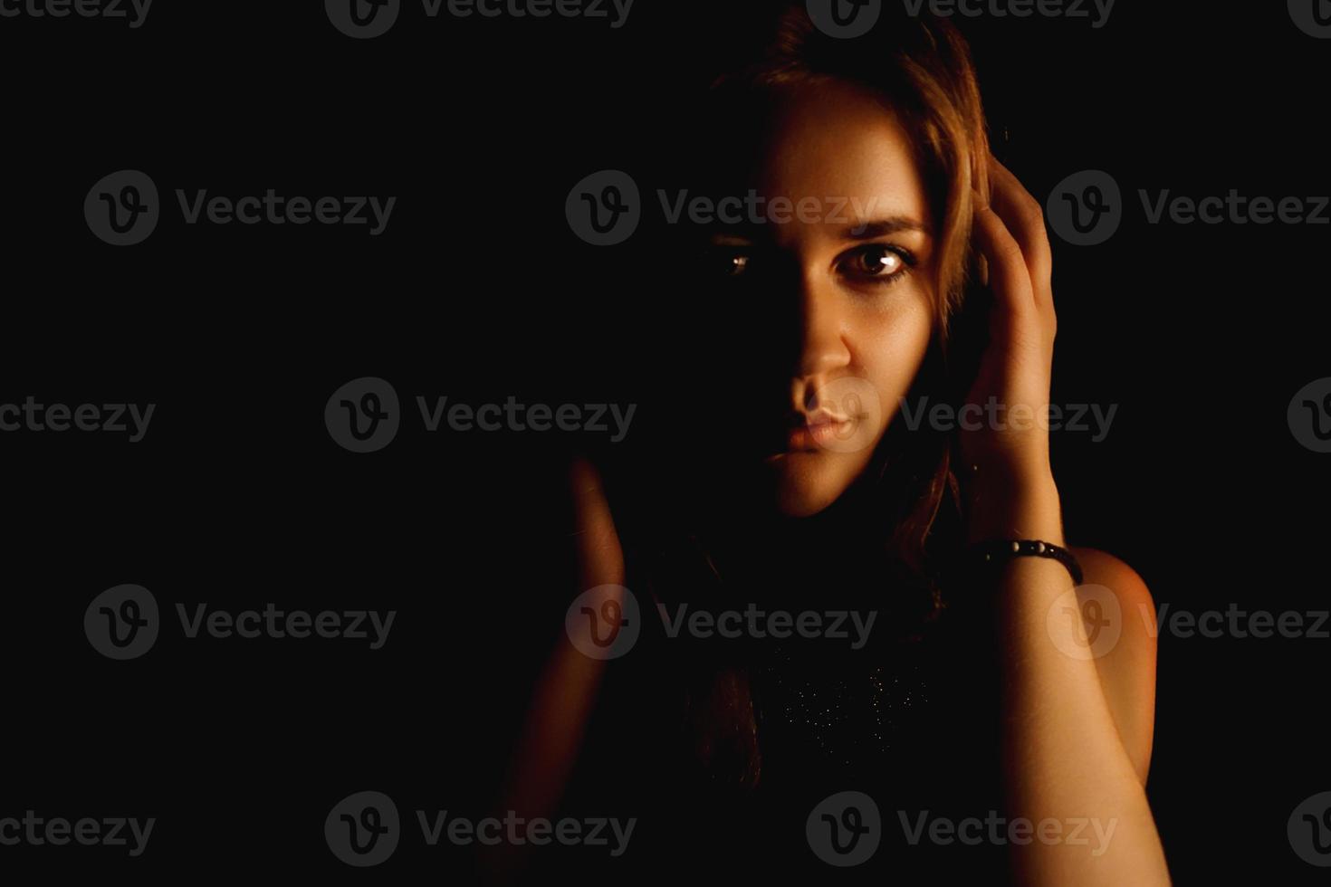 Artistic beautiful woman with long hair photo