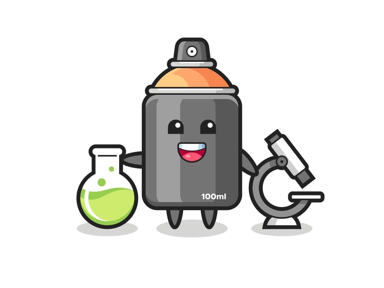 Personaje de mascota de pintura en aerosol como científico. vector