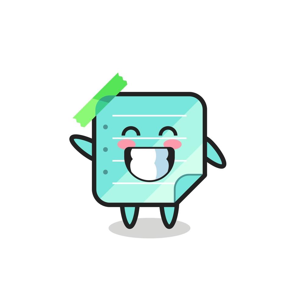 sticky notes cartoon character doing wave hand gesture vector