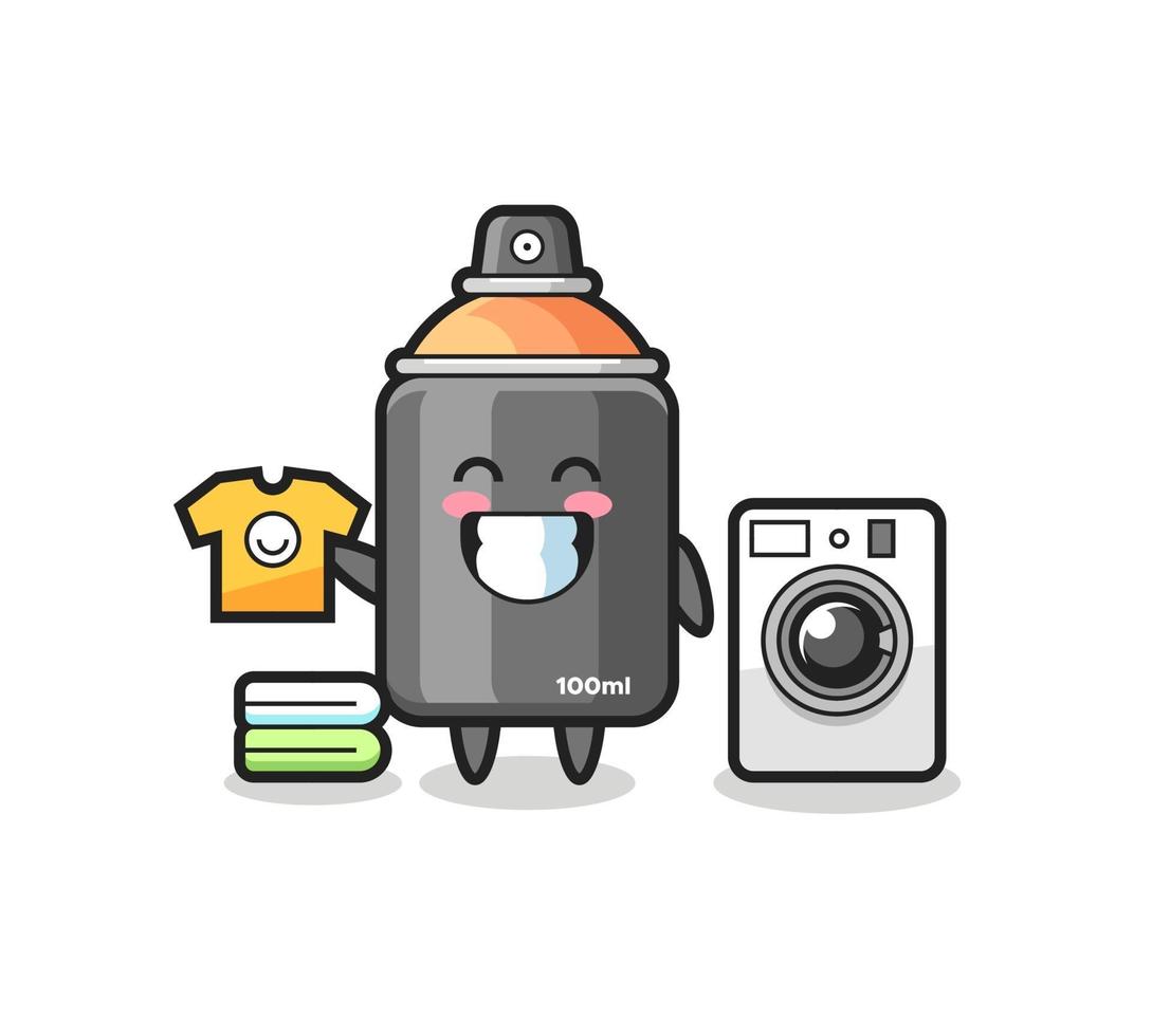 Mascot cartoon of spray paint with washing machine vector