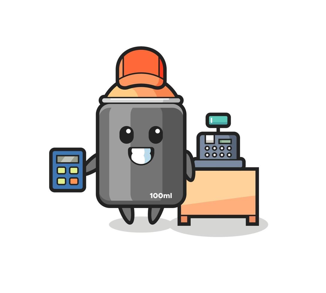 Illustration of spray paint character as a cashier vector