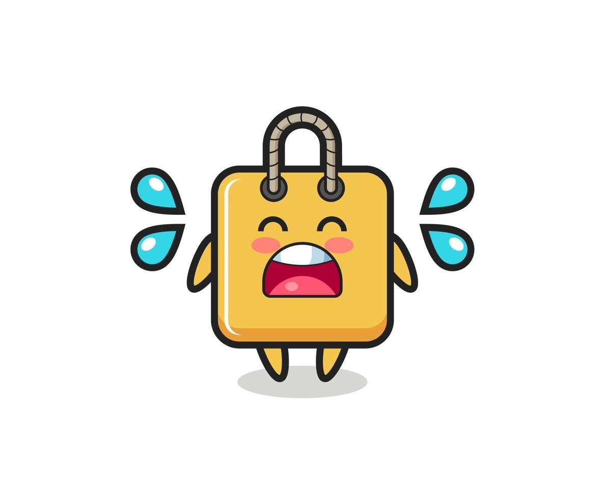 shopping bag cartoon illustration with crying gesture vector