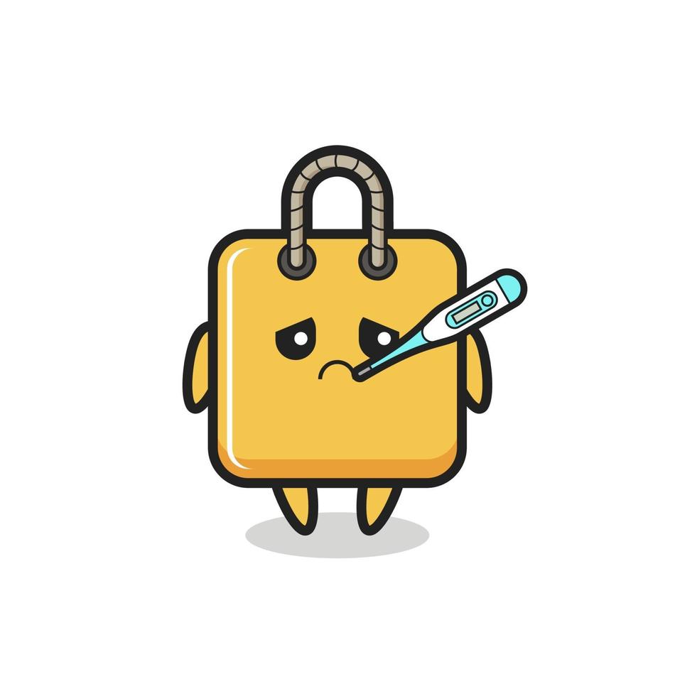 shopping bag mascot character with fever condition vector