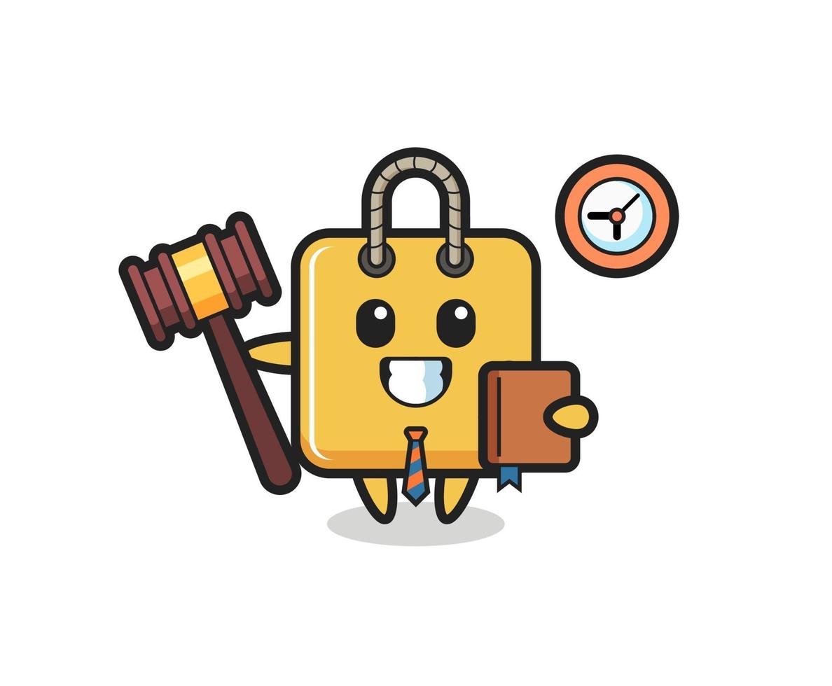 Mascot cartoon of shopping bag as a judge vector