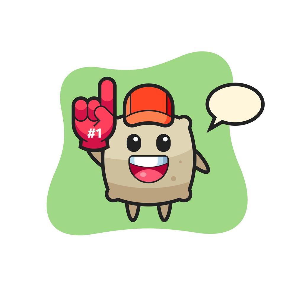 sack illustration cartoon with number 1 fans glove vector