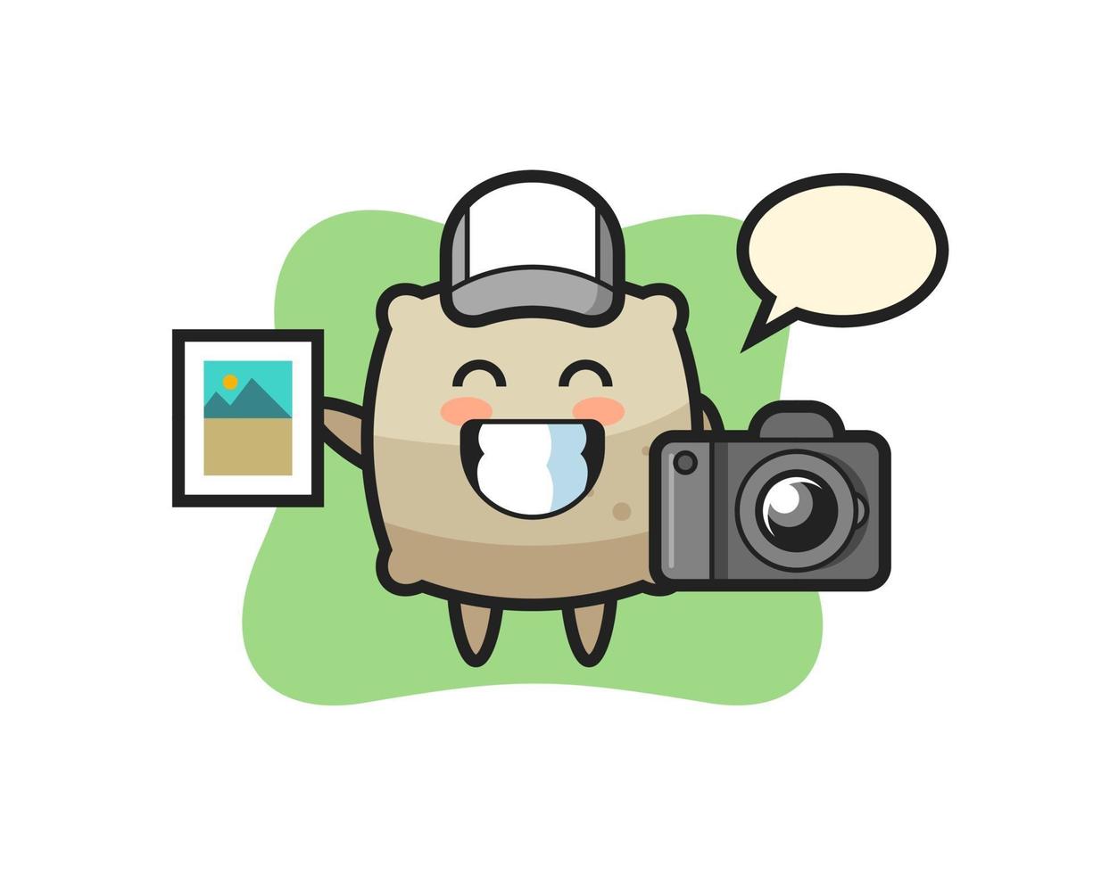 Character Illustration of sack as a photographer vector