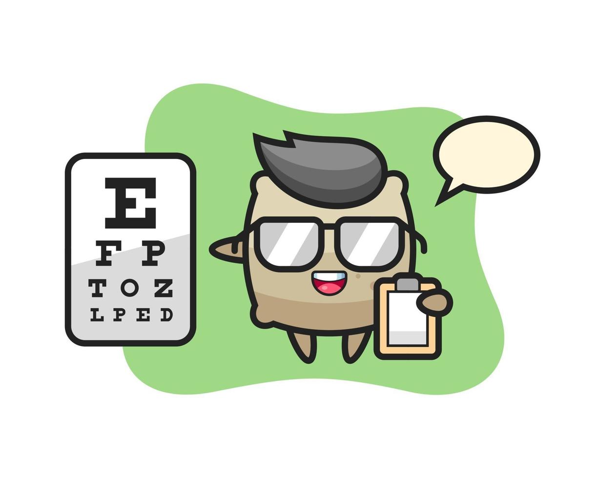 Illustration of sack mascot as an ophthalmology vector