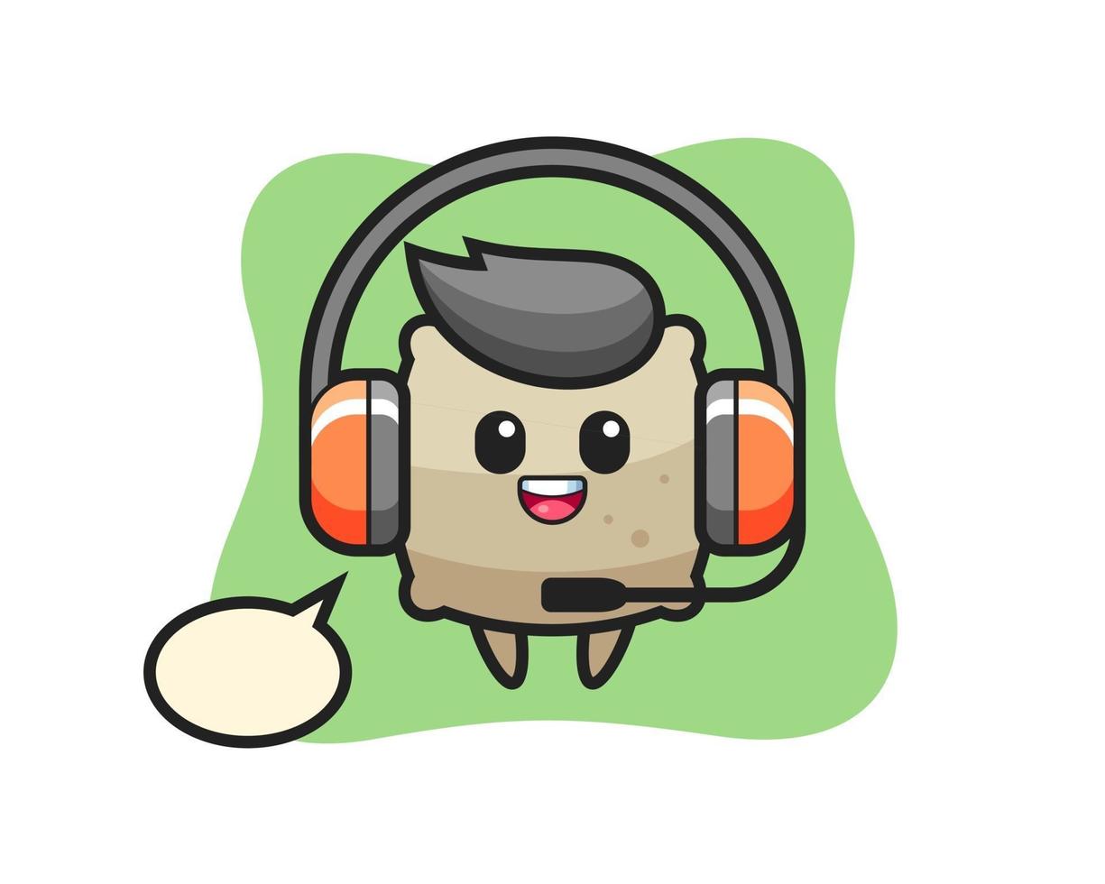 Cartoon mascot of sack as a customer service vector