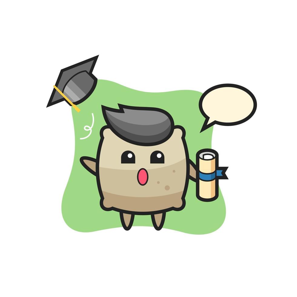 Illustration of sack cartoon throwing the hat at graduation vector