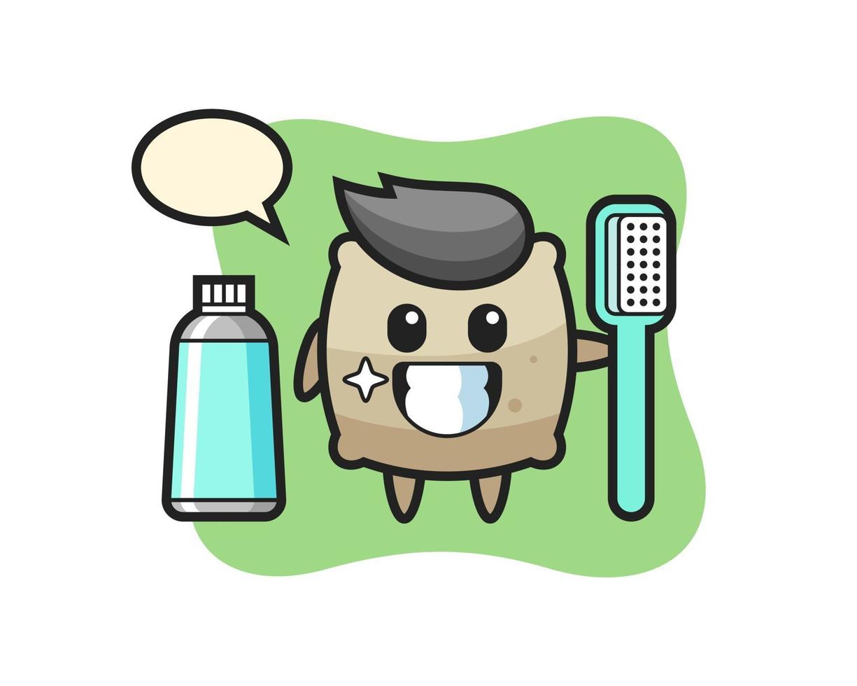 Mascot Illustration of sack with a toothbrush vector