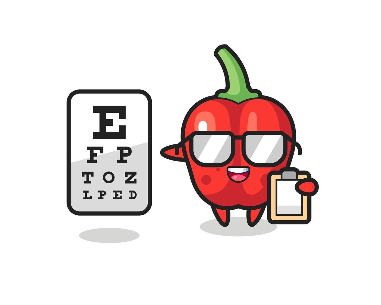 Illustration of red bell pepper mascot as an ophthalmology vector