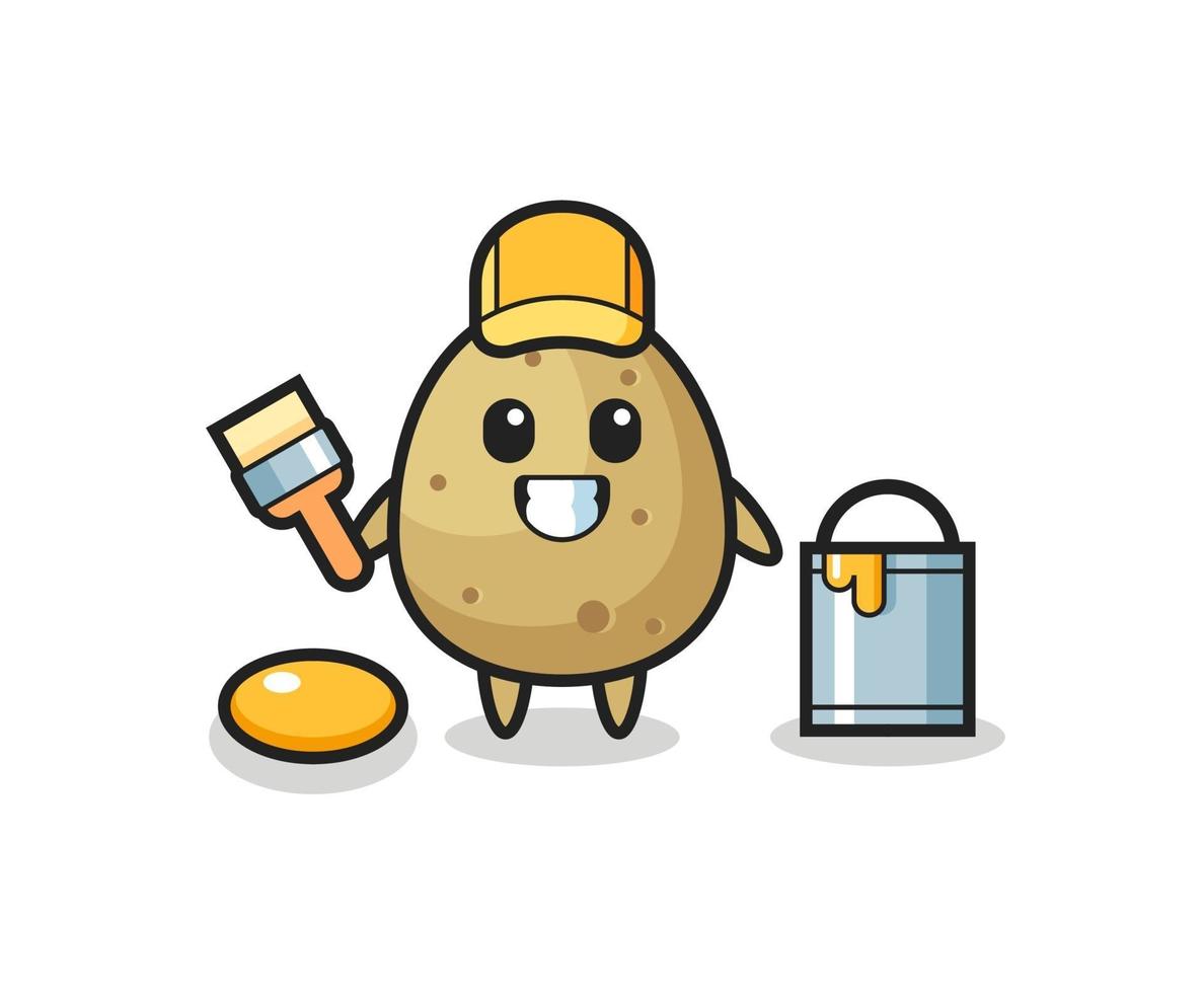 Character Illustration of potato as a painter vector