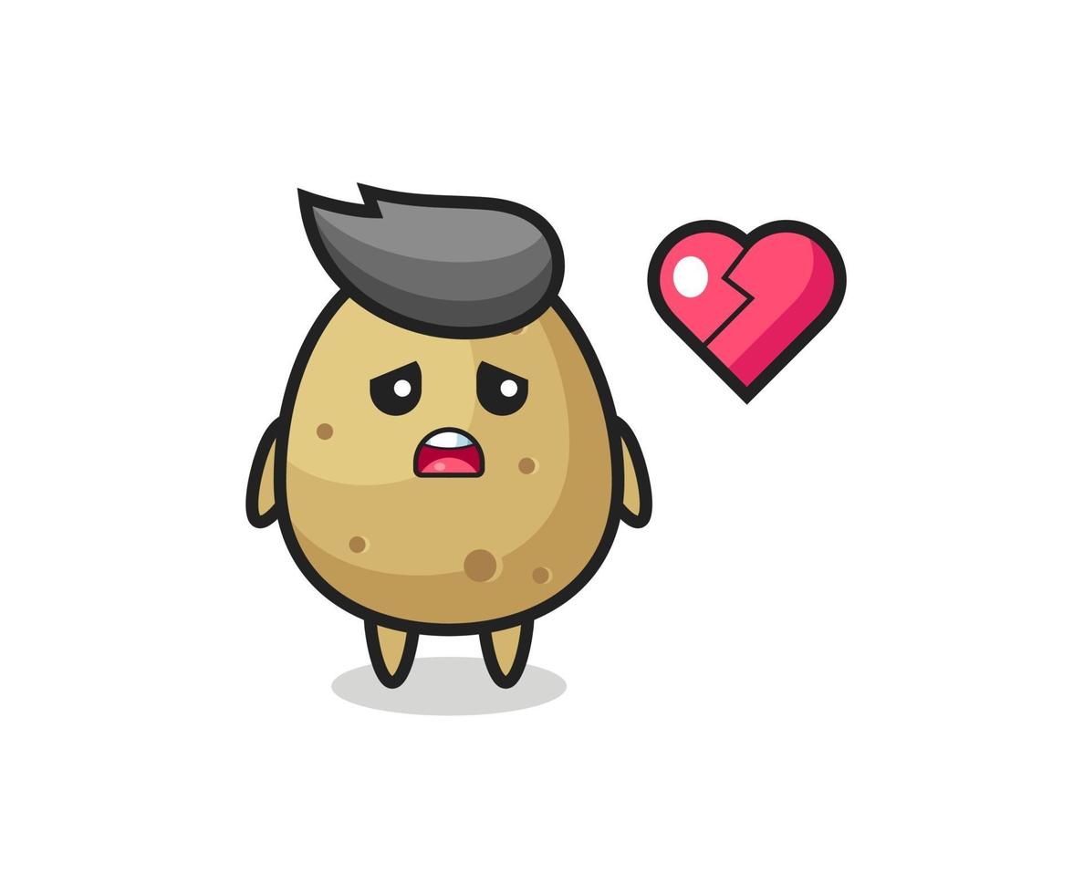 potato cartoon illustration is broken heart vector