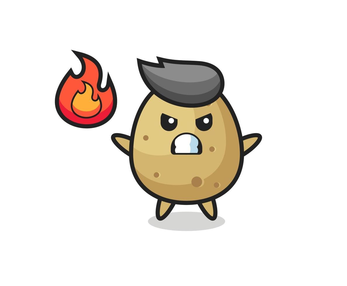 potato character cartoon with angry gesture vector