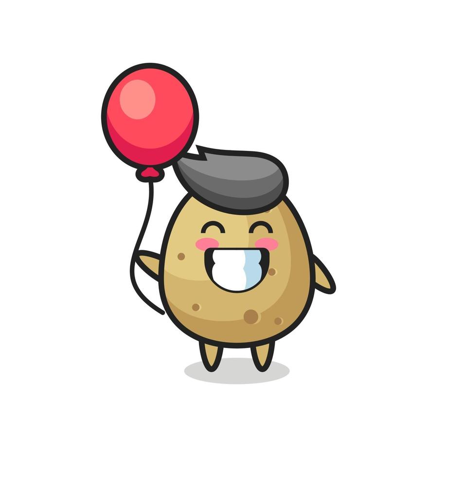 potato mascot illustration is playing balloon vector