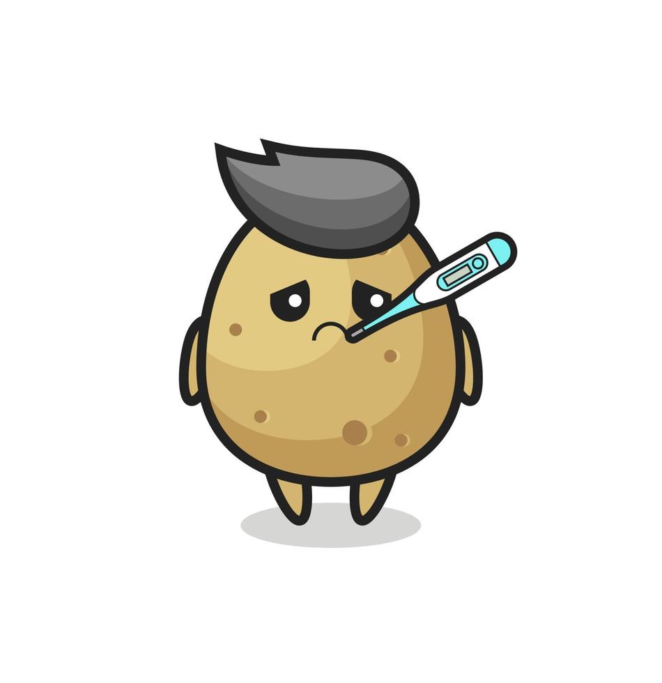 potato mascot character with fever condition vector