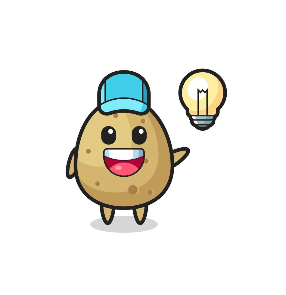 potato character cartoon getting the idea vector