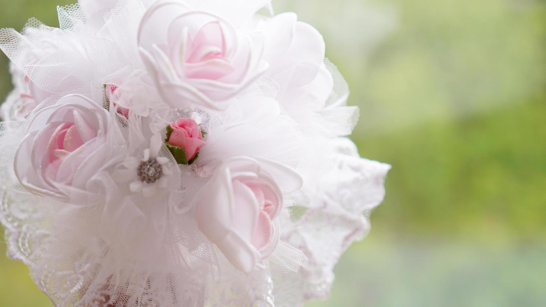 Wedding bouquet made of white roses photo