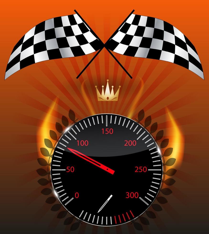 Checkered flag, speedometer. Vector Illustration.