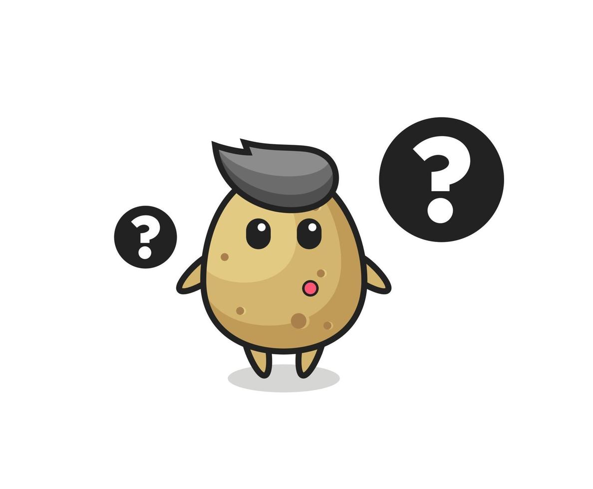 Cartoon Illustration of potato with the question mark vector