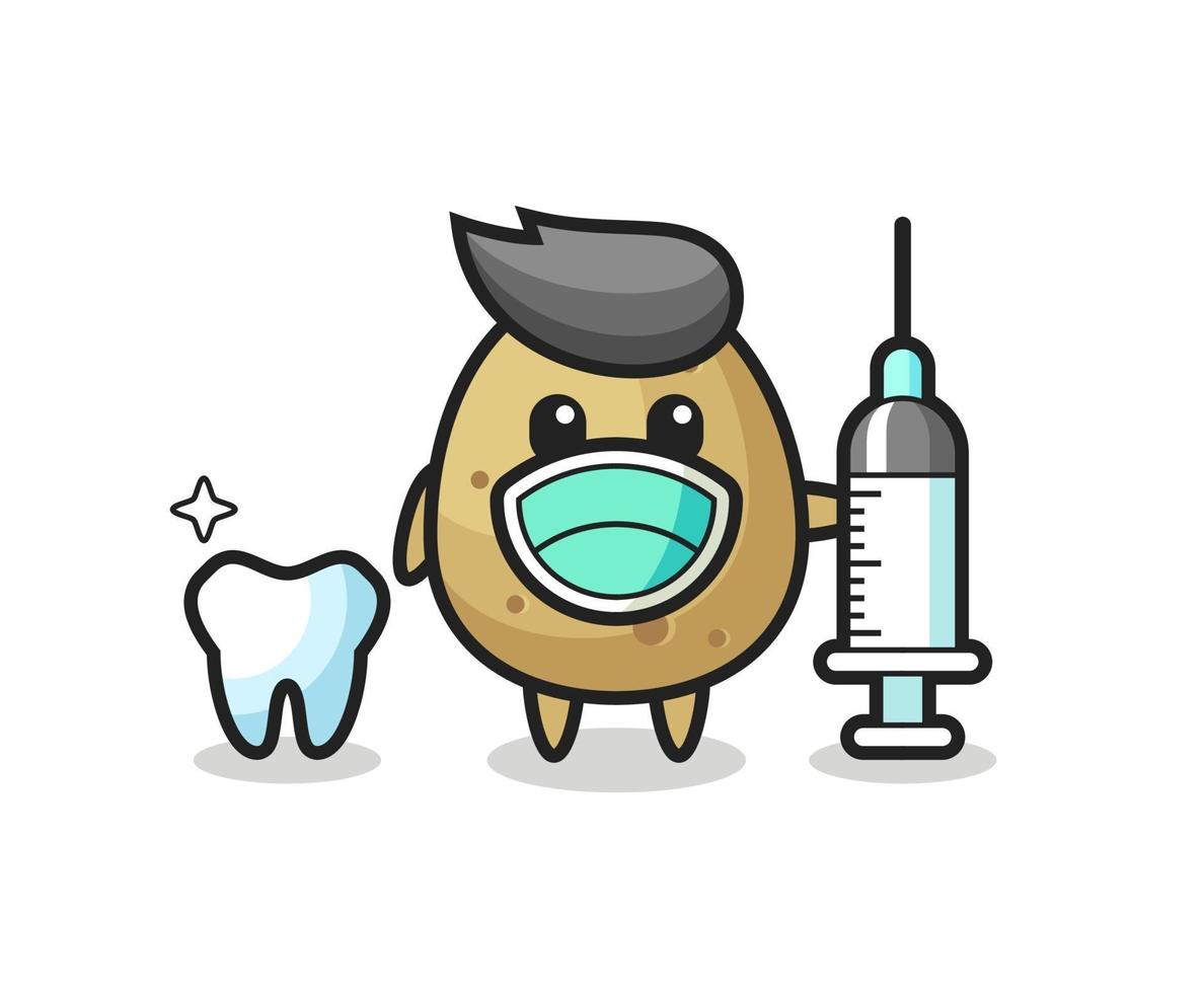 Mascot character of potato as a dentist vector