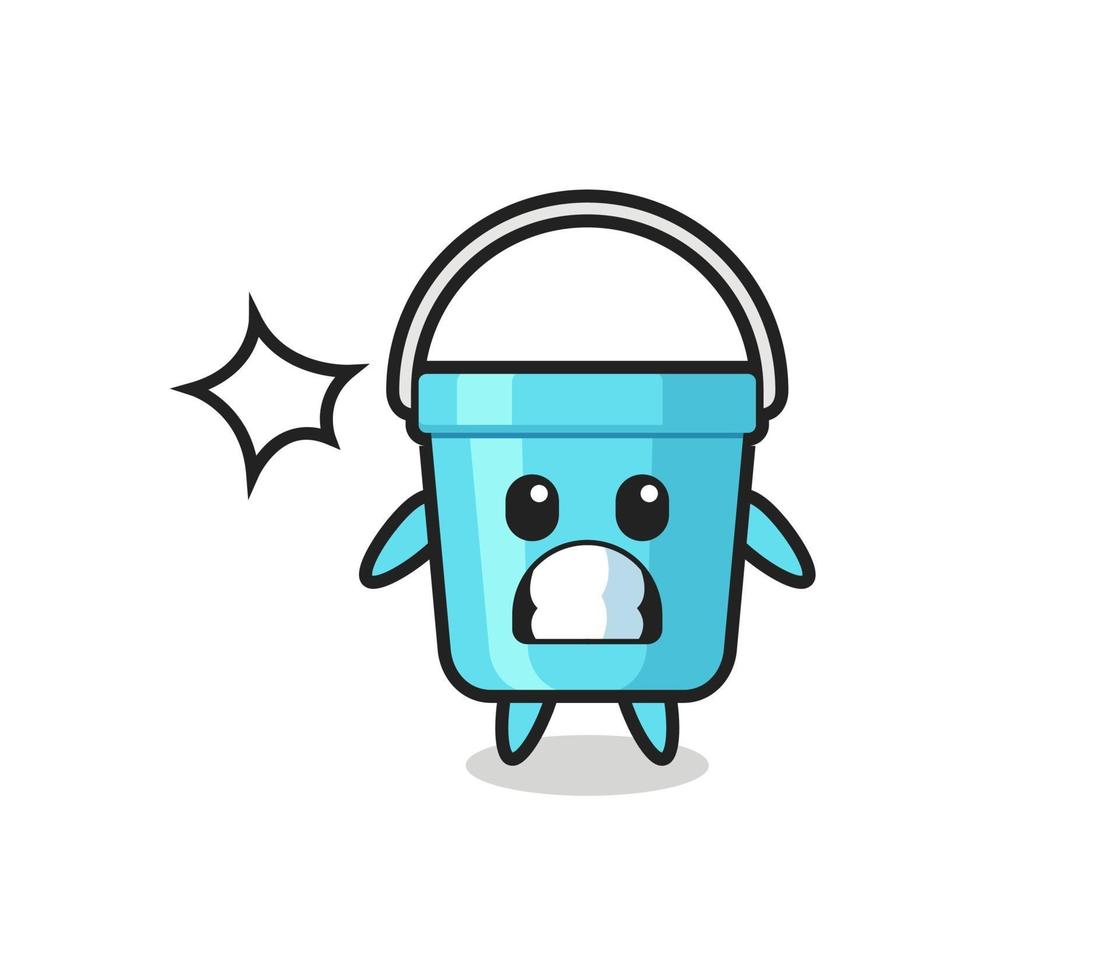 plastic bucket character cartoon with shocked gesture vector