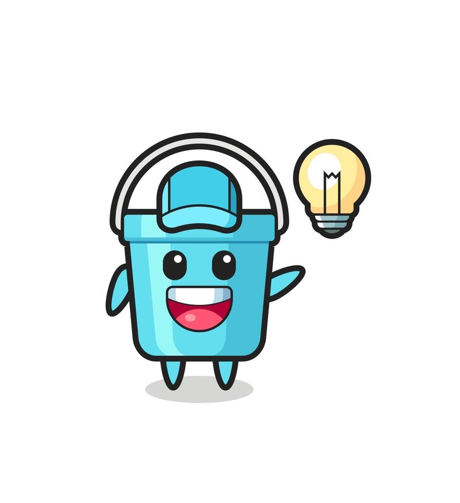 plastic bucket character cartoon getting the idea vector