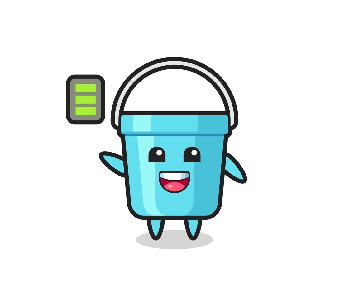 plastic bucket mascot character with energetic gesture vector