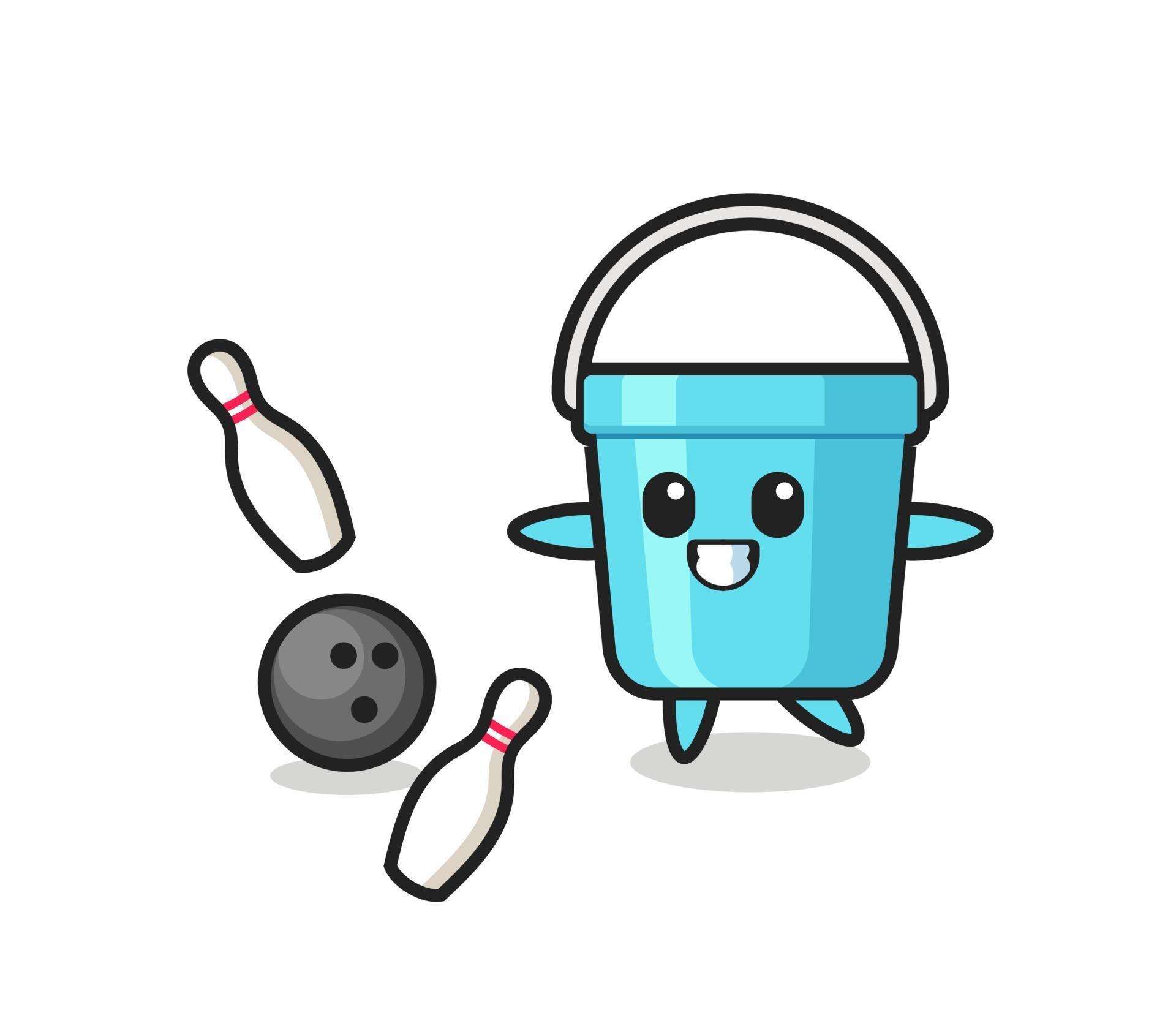 Character cartoon of plastic bucket is playing bowling 3260195 Vector